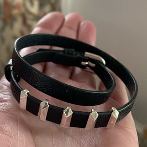 Stella & Dot black leather wrap bracelet